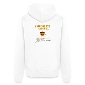 Caffeine.exe running - Unisex Premium Bio Zip Hoodie - Weiß - Hinten - Thijin (182cm)