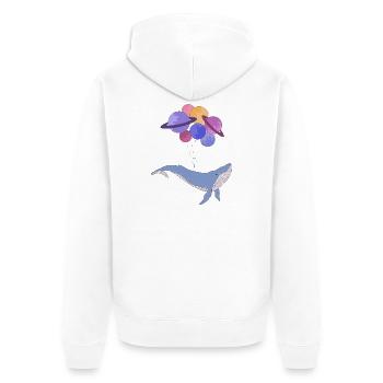 Space Whale - Unisex Premium Organic Zip Hoodie - white - Back - Thijin (182cm)