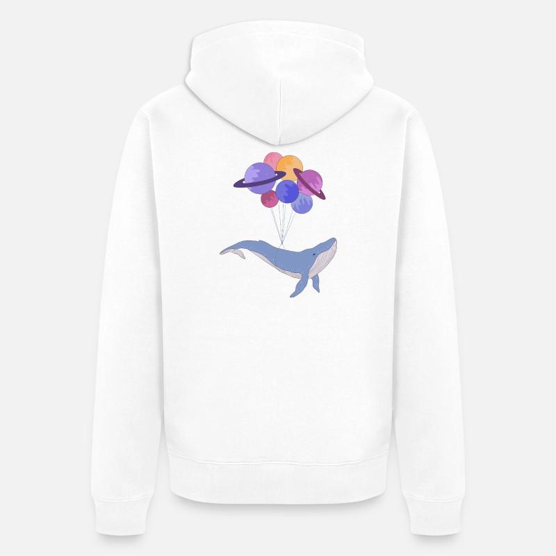 Baleine de l’espace - Veste à capuche bio Premium Unisexe - blanc