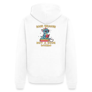 Dragon Bibliophile Owl - Unisex Premium Organic Zip Hoodie - white - Back - Thijin (182cm)