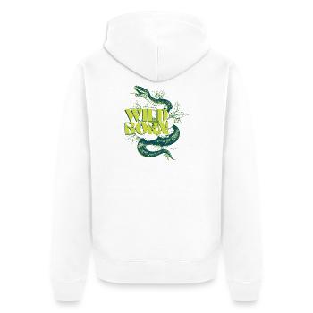 Wild Born Snake and Leaf Design - Unisex Premium Organic Zip Hoodie - white - Back - Thijin (182cm)
