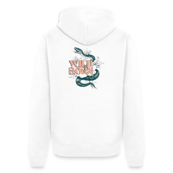 Wild Born Snake and Plant Illustration - Unisex Premium Organic Zip Hoodie - white - Back - Thijin (182cm)