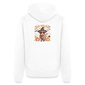  Happy Halloween Süßes Kuh-Motiv mit Kürbissen und - Unisex Premium Bio Zip Hoodie - Weiß - Hinten - Thijin (182cm)