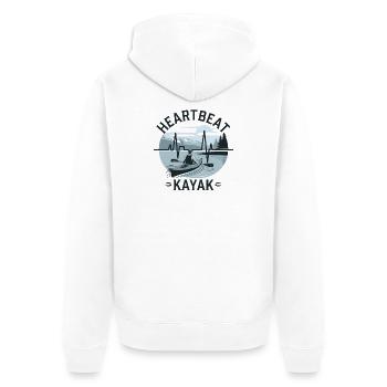 Paddling Heartbeat Adventure Nature Kayak Lake - Unisex Premium Organic Zip Hoodie - white - Back - Thijin (182cm)