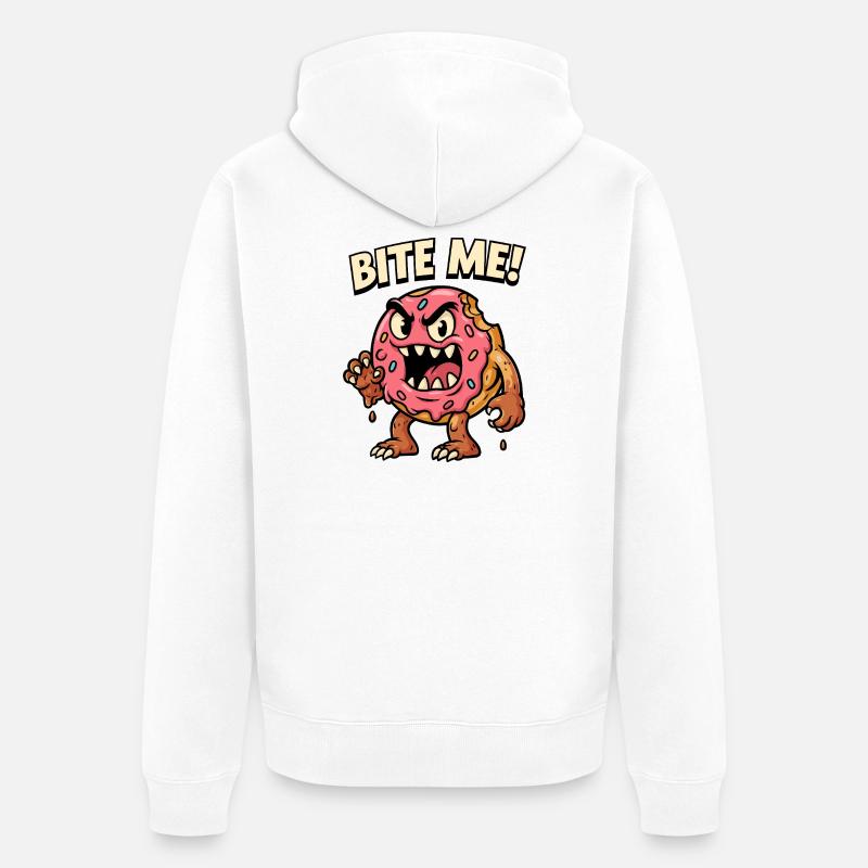 Illustration de monstre de beignet vif - Veste à capuche bio Premium Unisexe - blanc