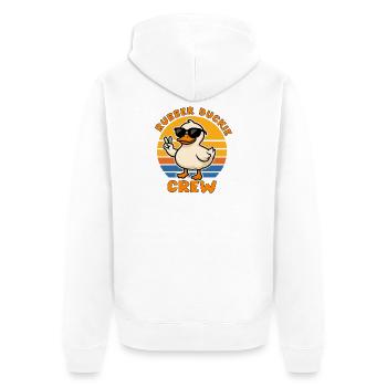 Ente im Cool-Modus mit Farbstreifen - Unisex Premium Bio Zip Hoodie - Weiß - Hinten - Thijin (182cm)