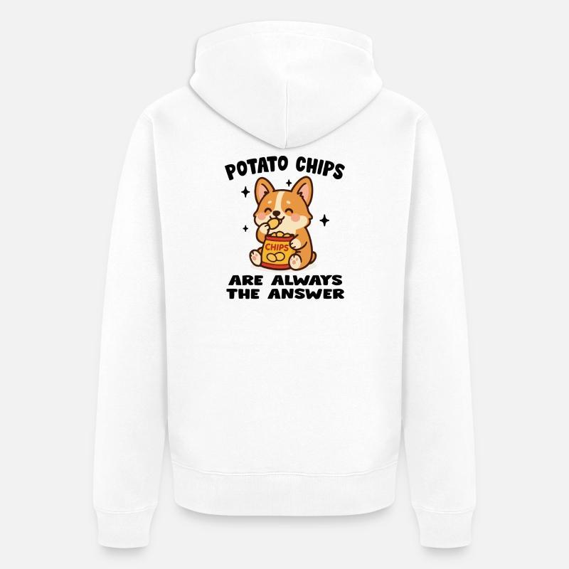 Chiot Cute Mangeur de Chips - Veste à capuche bio Premium Unisexe - blanc