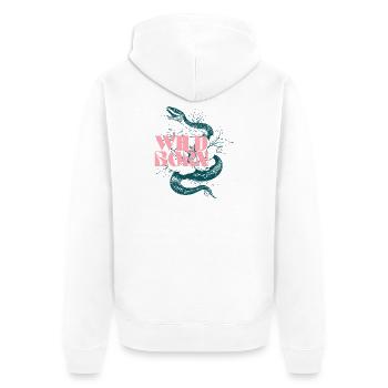 Wild Born Snake and Leaf Design - Unisex Premium Organic Zip Hoodie - white - Back - Thijin (182cm)