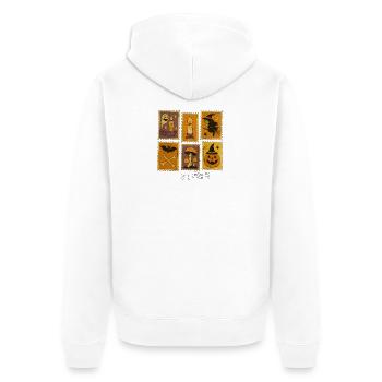 Halloween Hexe und Kürbis Sticker Set - Unisex Premium Bio Zip Hoodie - Weiß - Hinten - Thijin (182cm)