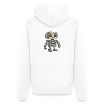 Retro Roboter Illustration für Tech-Enthusiasten - Unisex Premium Bio Zip Hoodie - Weiß - Hinten - Thijin (182cm)