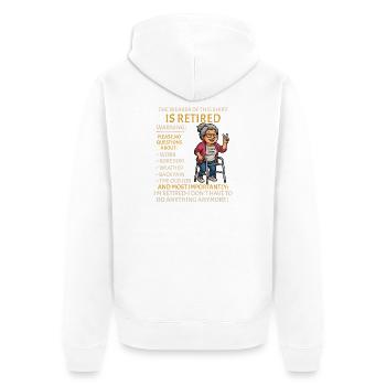 Retraite pour les hommes femmes – Rente retraitée - Veste à capuche bio Premium Unisexe - blanc - Dos - Thijin (182cm)