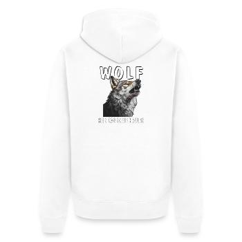WOLF KEIN TAG OHNE HEULEN - Unisex Premium Bio Zip Hoodie - Weiß - Hinten - Thijin (182cm)