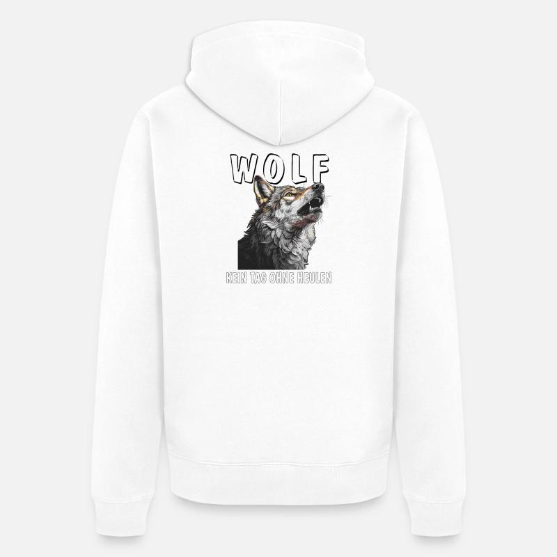 WOLF PAS UN JOUR SANS HURLER - Veste à capuche bio Premium Unisexe - blanc