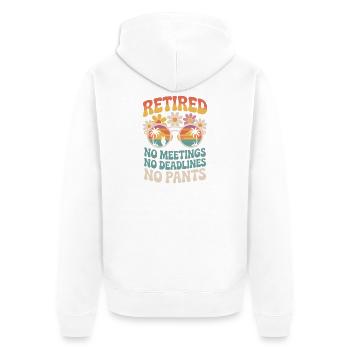 Retired Rentner Lustiger Spruch - Unisex Premium Bio Zip Hoodie - Weiß - Hinten - Thijin (182cm)
