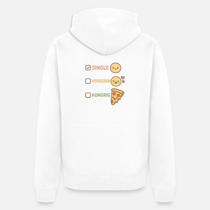 Statut relationnel & mèmes pizza - Veste à capuche bio Premium Unisexe - blanc