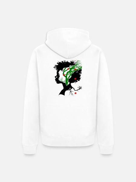 Abstract tree with flowers - Unisex Premium Organic Zip Hoodie - white