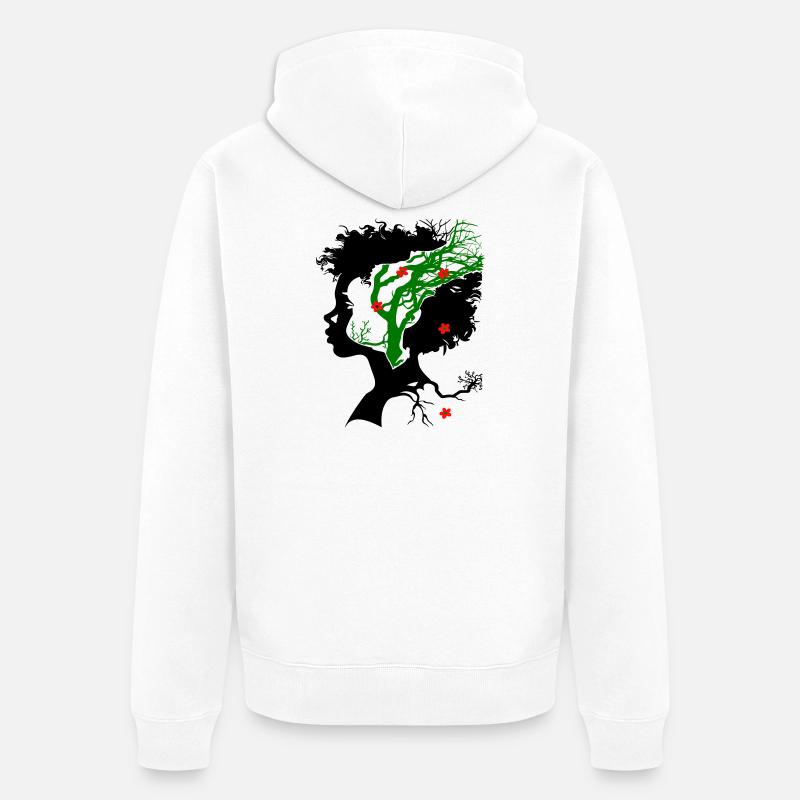 Arbre abstrait avec des fleurs - Veste à capuche bio Premium Unisexe - blanc