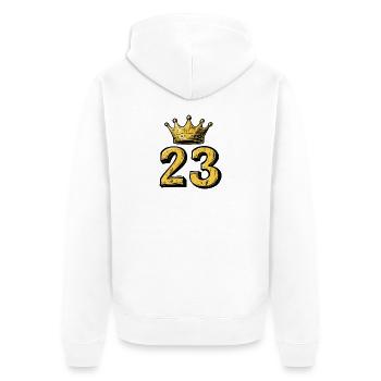 23 Zahl Krone - Unisex Premium Bio Zip Hoodie - Weiß - Hinten - Thijin (182cm)