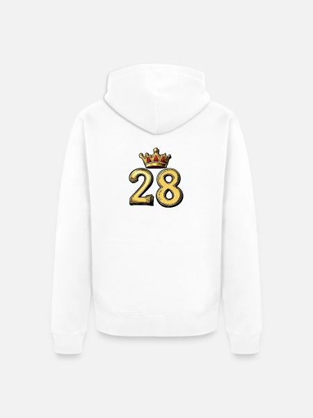 28 Number Krone - Unisex Premium Organic Zip Hoodie - white