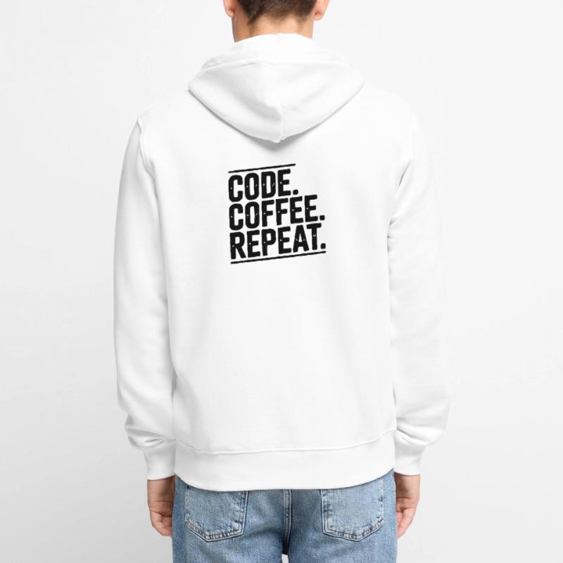 Code Coffee Repeat Unisex Premium Organic Zip Hoodie