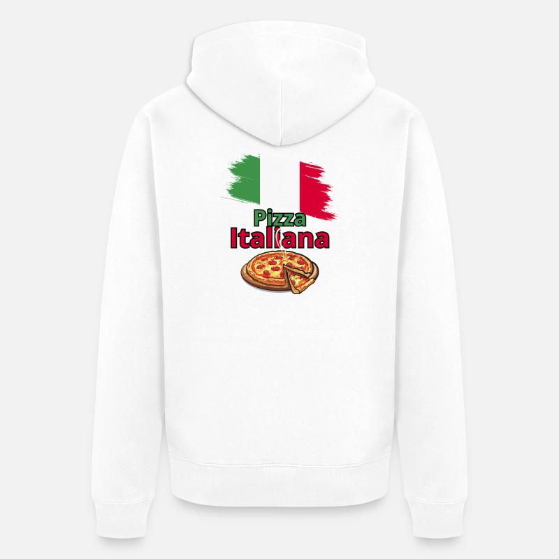 Design de pizza italienne avec drapeau - Veste à capuche bio Premium Unisexe - blanc