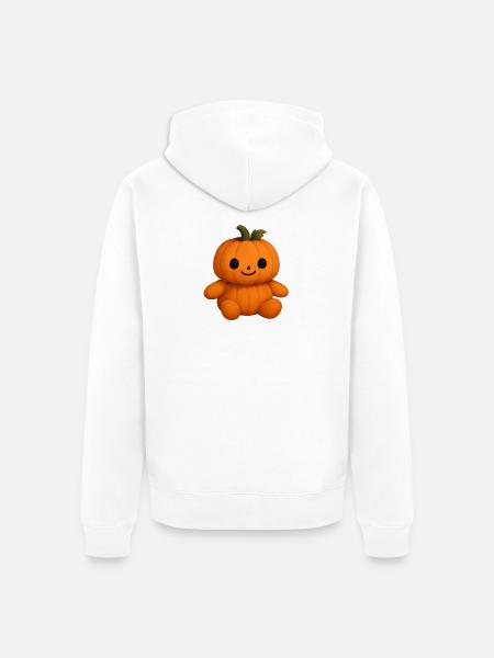 Cute pumpkin teddy bear friendly face - Unisex Premium Organic Zip Hoodie - white