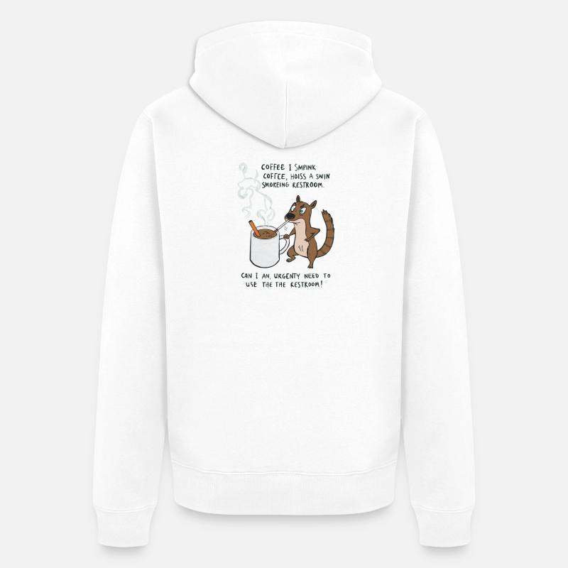 Kaffee Notfall Beutier Eichhörnchen Kippe  - Unisex Premium Bio Zip Hoodie - Weiß