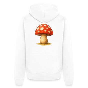 Pilz Comic Wasserfaben - Unisex Premium Bio Zip Hoodie - Weiß - Hinten - Thijin (182cm)