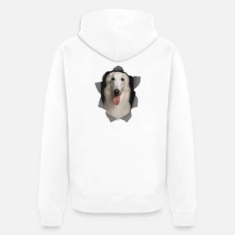 Barzoï - Veste à capuche bio Premium Unisexe - blanc