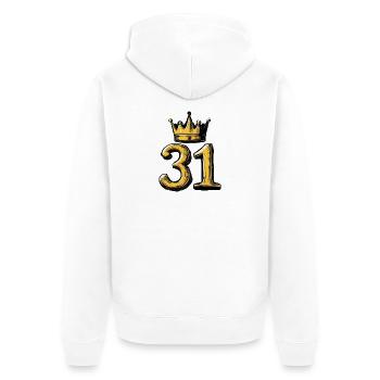 31 Nombre Couronne - Veste à capuche bio Premium Unisexe - blanc - Dos - Thijin (182cm)