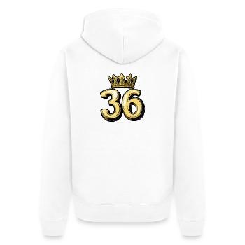 36 Number Crown - Unisex Premium Organic Zip Hoodie - white - Back - Thijin (182cm)