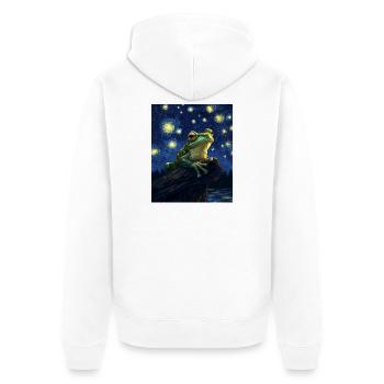 Frosch Frösche Van Gogh Style Starry Night - Unisex Premium Bio Zip Hoodie - Weiß - Hinten - Thijin (182cm)