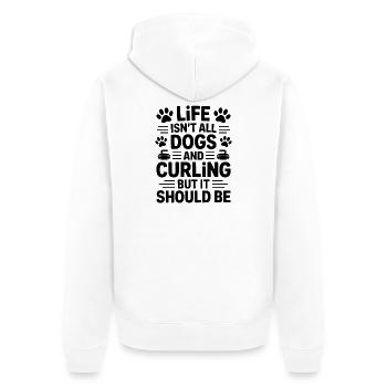 Curling Dire Chiens Drôle Curling Cadeau - Veste à capuche bio Premium Unisexe - blanc - Dos - Thijin (182cm)
