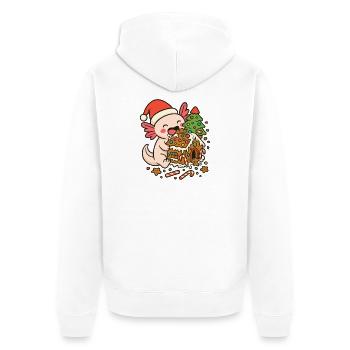 Christmas Axolotl – Gingerbread House Design - Unisex Premium Organic Zip Hoodie - white - Back - Thijin (182cm)