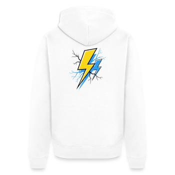 Blau Gelber Strahl - Unisex Premium Bio Zip Hoodie - Weiß - Hinten - Thijin (182cm)
