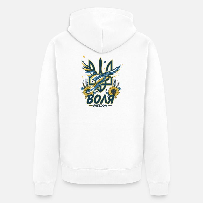 Trident de la liberté de Volya - Veste à capuche bio Premium Unisexe - blanc