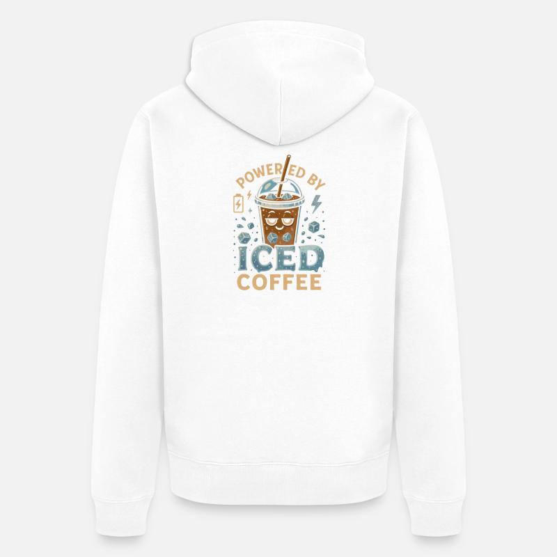 Alimenté par du café glacé - Veste à capuche bio Premium Unisexe - blanc