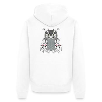  Eule - Unisex Premium Bio Zip Hoodie - Weiß - Hinten - Thijin (182cm)