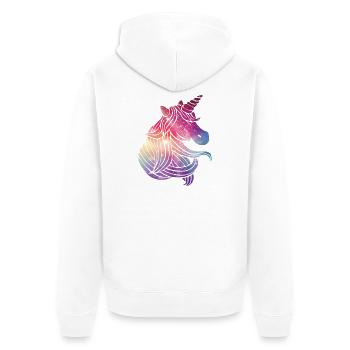 Einhorn Glitzer - Unisex Premium Bio Zip Hoodie - Weiß - Hinten - Thijin (182cm)