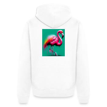 Flamingo - Unisex Premium Bio Zip Hoodie - Weiß - Hinten - Thijin (182cm)
