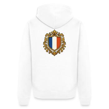 Französisches Wappen im Barockrahmen - Unisex Premium Bio Zip Hoodie - Weiß - Hinten - Thijin (182cm)