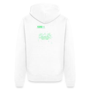 Player1 Blueprint Controller Neon - Unisex Premium Bio Zip Hoodie - Weiß - Hinten - Thijin (182cm)