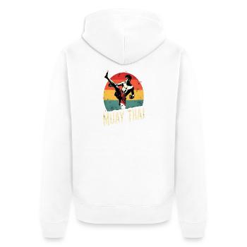 Drôle Muay Thai Boxe Muay Thai - Veste à capuche bio Premium Unisexe - blanc - Dos - Thijin (182cm)