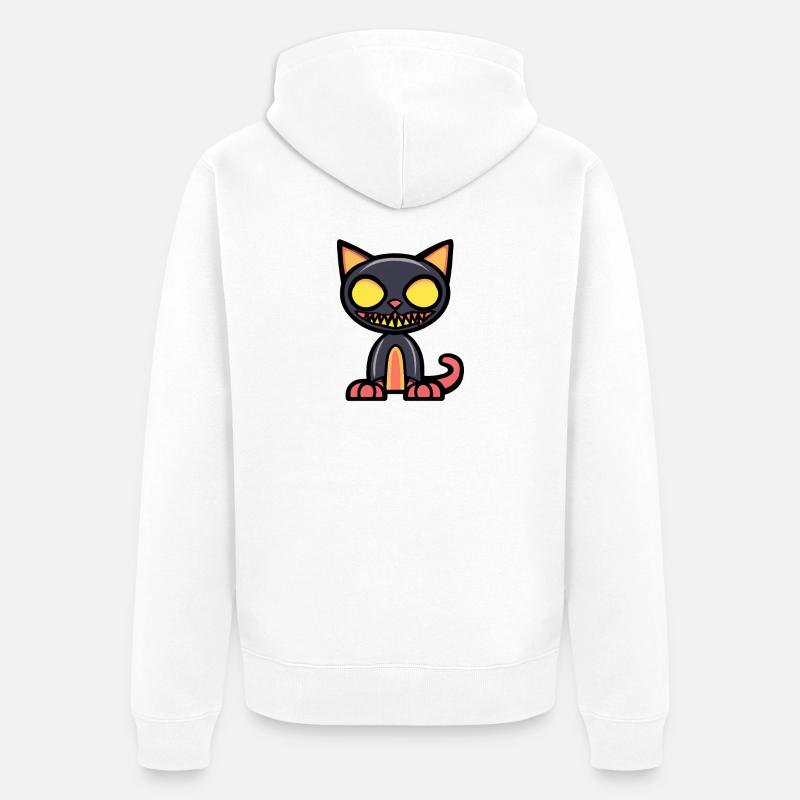 Chat Halloween Bande dessinée Drôle - Veste à capuche bio Premium Unisexe - blanc