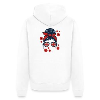 Brit Pop Floral Sunglasses - Unisex Premium Organic Zip Hoodie - white - Back - Thijin (182cm)
