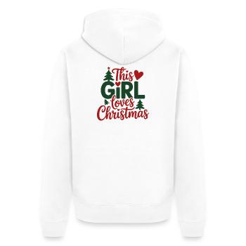 Dieses Mädchen liebt Weihnachten - Unisex Premium Bio Zip Hoodie - Weiß - Hinten - Thijin (182cm)