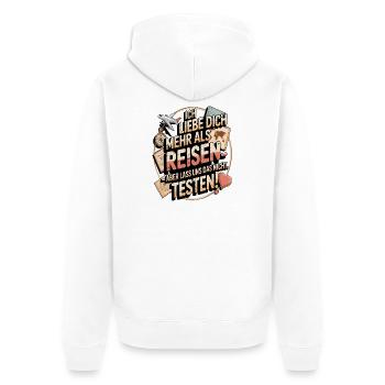 Ich Liebe Dich Mehr Als Reisen Humor - Unisex Premium Bio Zip Hoodie - Weiß - Hinten - Thijin (182cm)