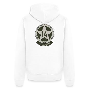 Insigne Militaire Calvados 14 - Veste à capuche bio Premium Unisexe - blanc - Dos - Thijin (182cm)