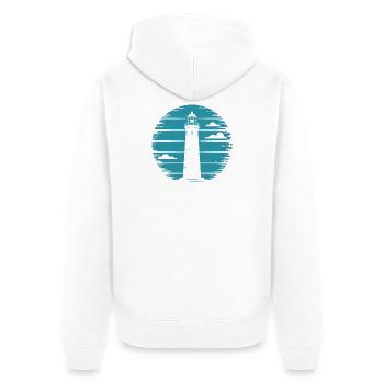 lighthouse - Unisex Premium Organic Zip Hoodie - white - Back - Thijin (182cm)