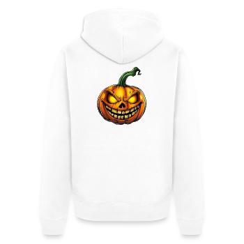 creepy Halloween pumpkin :) - Unisex Premium Organic Zip Hoodie - white - Back - Thijin (182cm)